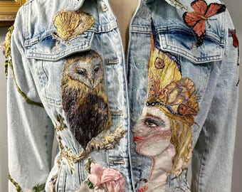 Custom Orders Hand Embroidered Jean Jackets OAK Art Wear Couture Creations