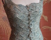 CUSTOM ORDERS Romantic Victorian Style Sea glass Hand Knit Lace Corset Bodice Bohemian Renaissance Steampunk Goth Highlander Wedding