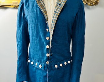 Custom Order Linen Frock Coat: 18th Century Scottish Highland Style Outlander