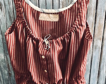 Victorian Style Corset Cover Cotton Camisole  Edwardian Americana Bohemian   4th of July
