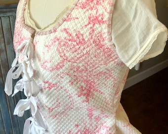 FOR CUSTOM ORDER Quilted Cotton Bodice Vest: 18th Century Rococo Marie Antoinette