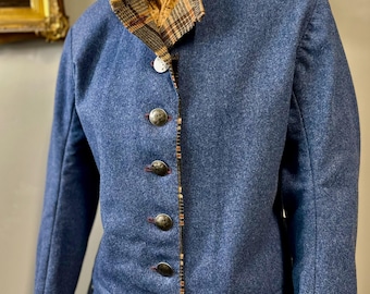CUSTOM MADE To ORDER  Wool Coat Highlander Style Scottish Tartan Patchwork Celtic Hand Embroidery