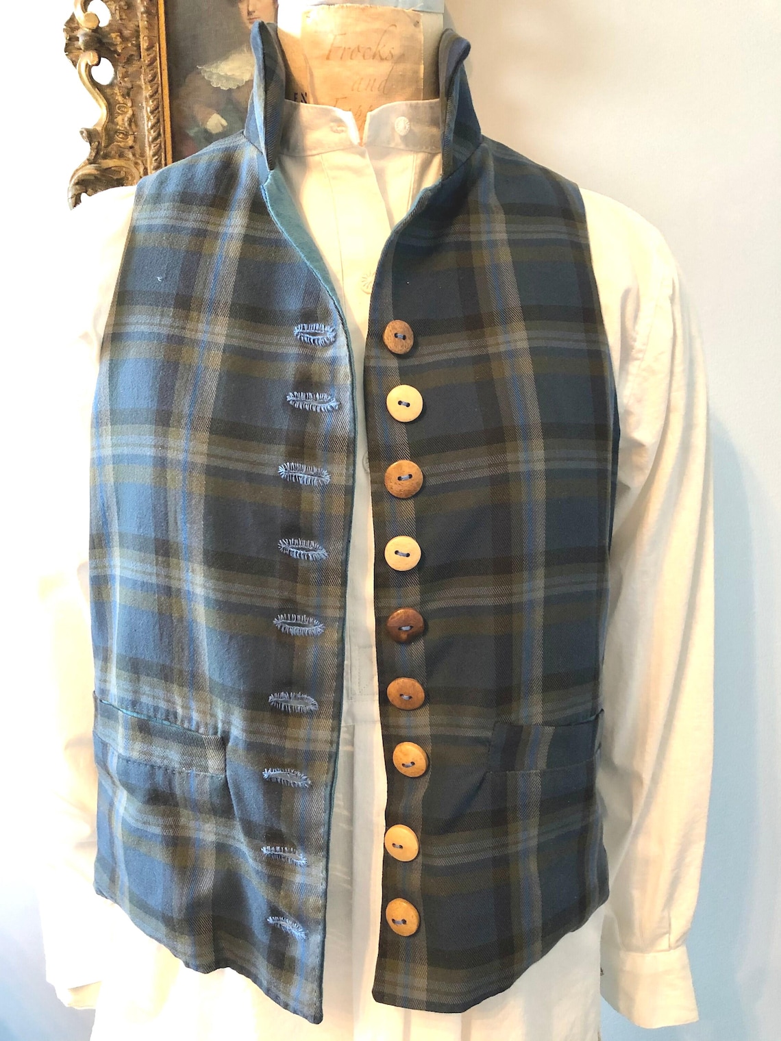 18th Century Style Scottish Highland Tartan Cotton Waistcoat Vest ...