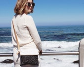 Specks & Spots Fold Over Sling Bag with Genuine Leather Strap - Small Bag with strap fold over bag.