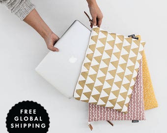Laptop Sleeve - Cute work bag Gift for her Gold Triangle - MacBook Case One Size Fits Most