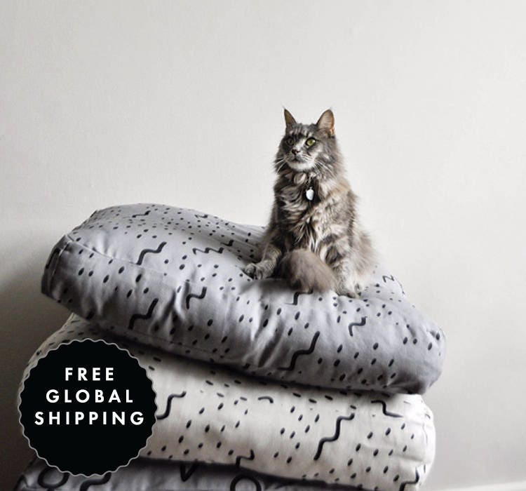 Pattern Floor Cushion in Waves design Modern Dog Bed Pouf Etsy
