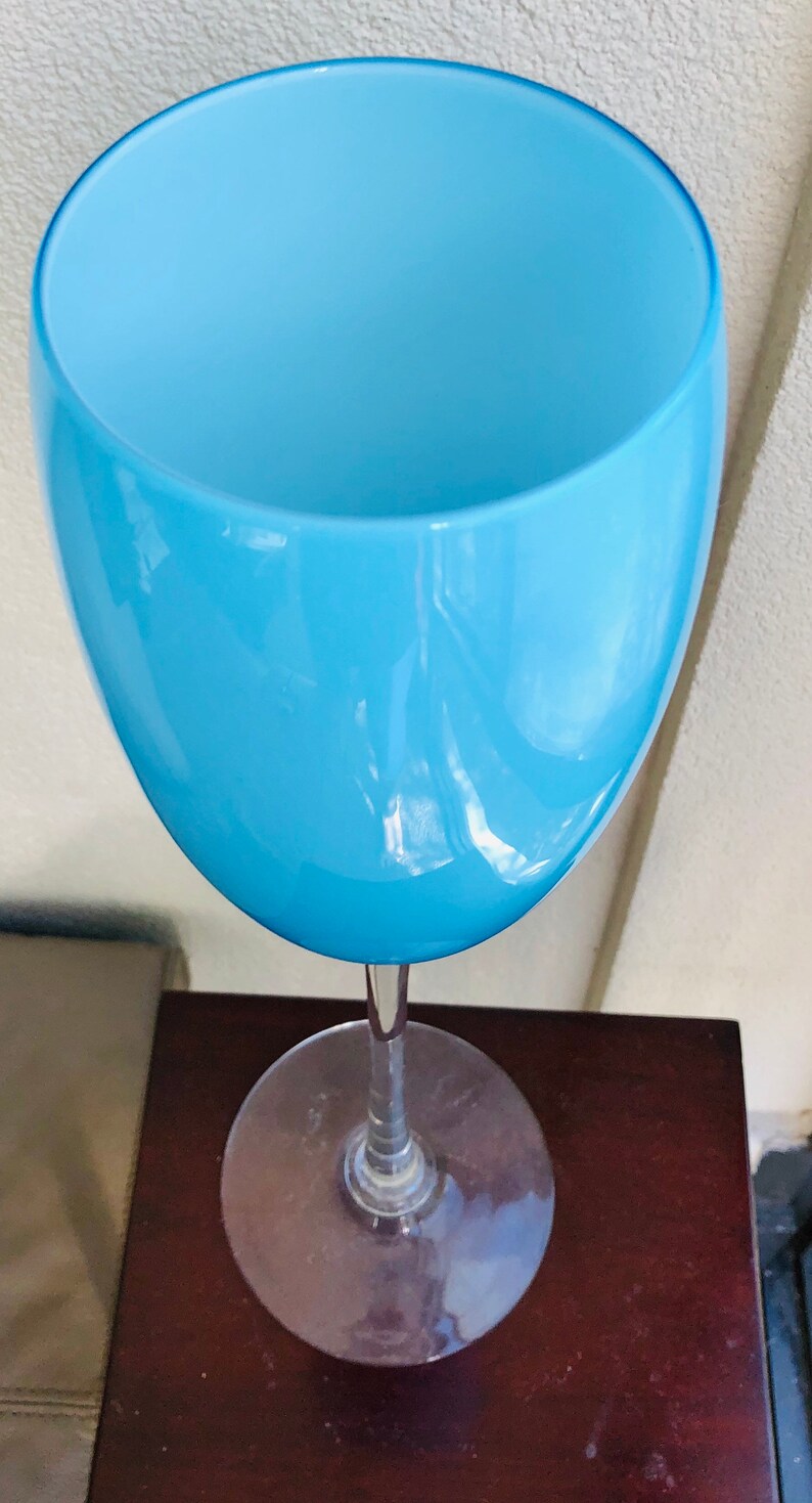 Empoli Hand Blown Cased Glass Blue 19.5 Tall Vase Goblet Etsy