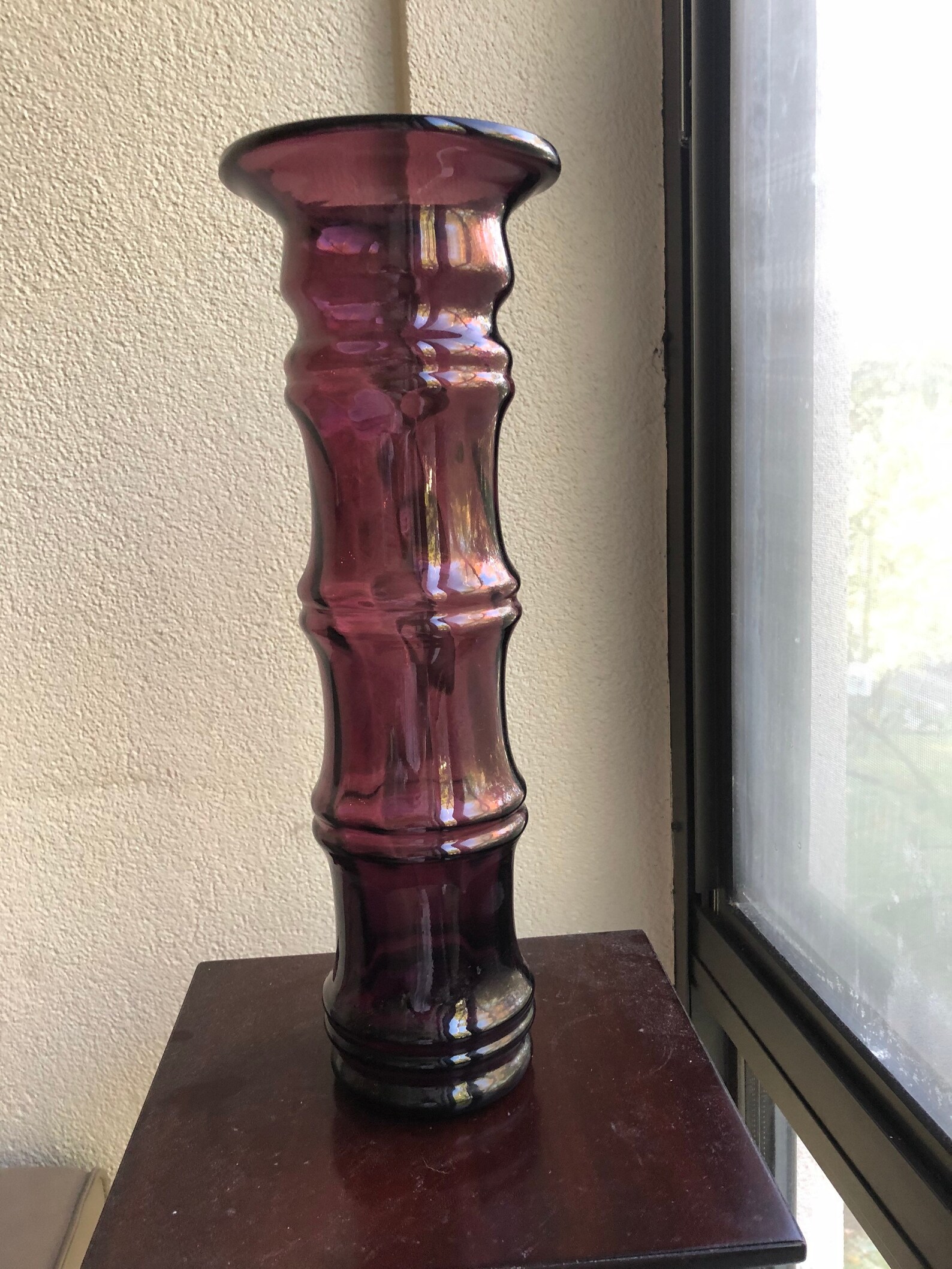 Blenko Signed Husted glass bamboo vase purple 16 tall 2002 Etsy