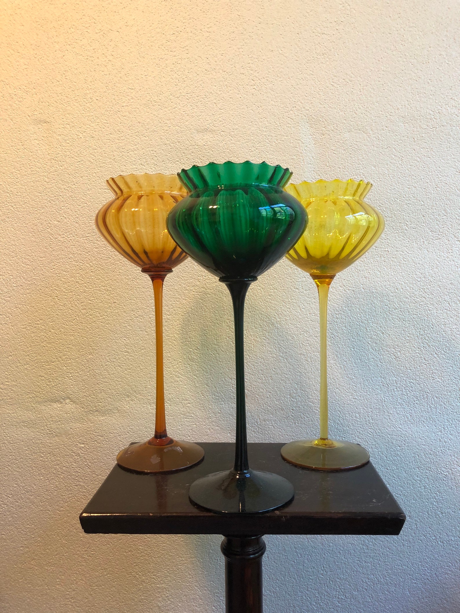 Empoli Vintage Hand blown glass goblet 16 tall mid century Etsy