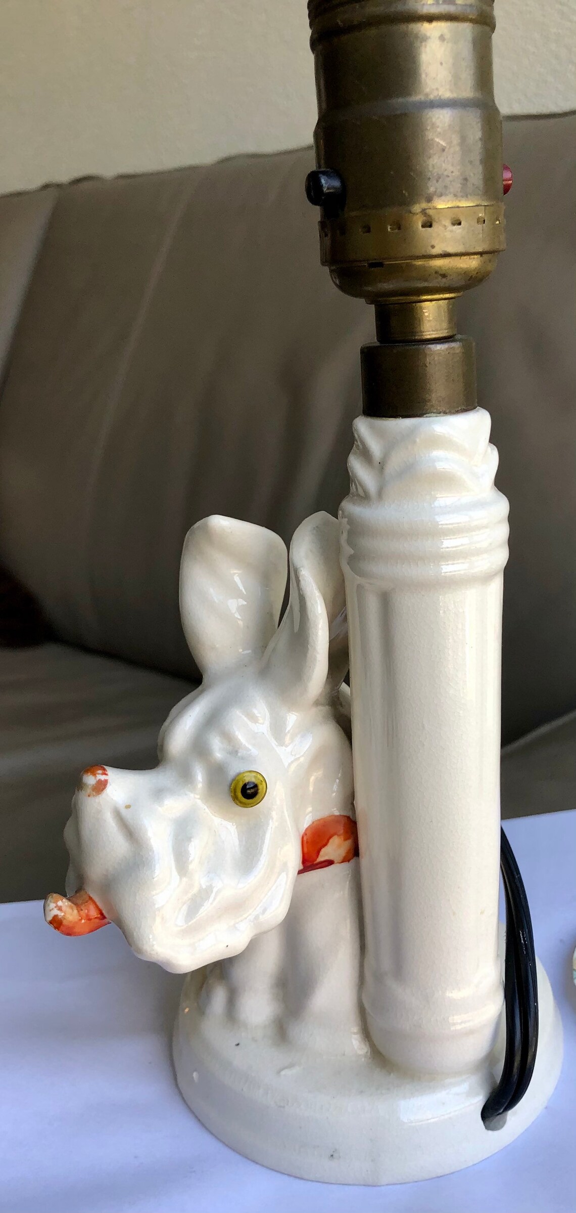 Vintage dog lamp 1950s white Etsy