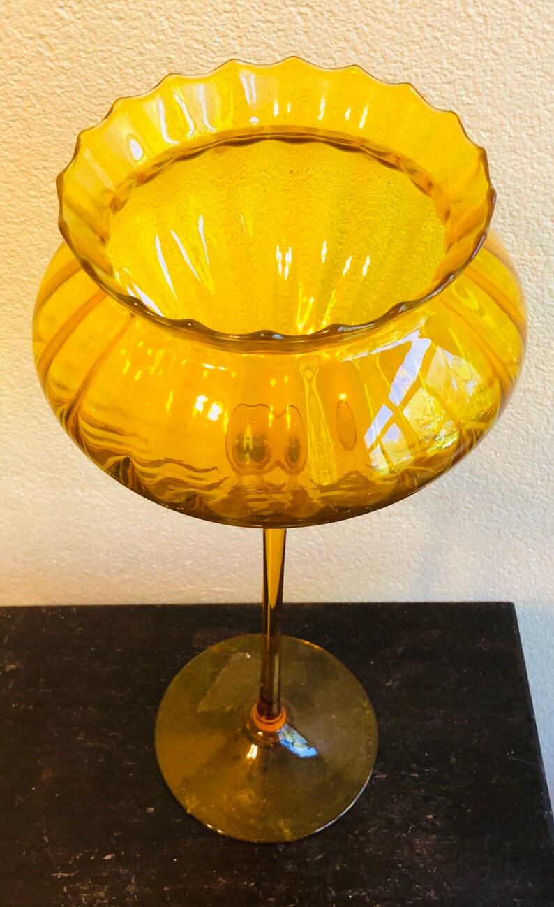 Empoli Vintage Hand blown glass goblet 16 tall mid century Etsy