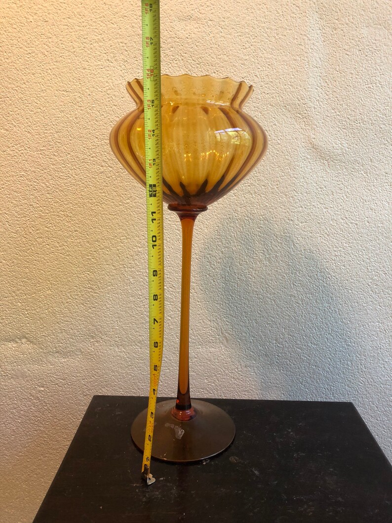 Empoli Vintage Hand blown glass goblet 16\u201d tall mid century modern 4 pieces