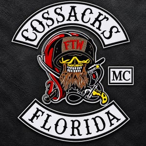 Cossacks MC Florida Embroidered Biker Patch Set, FTW Skull Motorcycle Club (4 Piece)