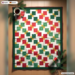 Christmas Disappearing 9 Patch Quilt Pattern + Video Tutorial, EN + DE PDF
