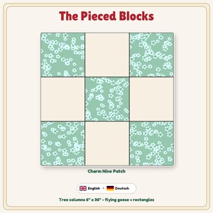 Charm Square Nine Patch Runner Pattern + Video Tutorial, EN + DE PDF image 7