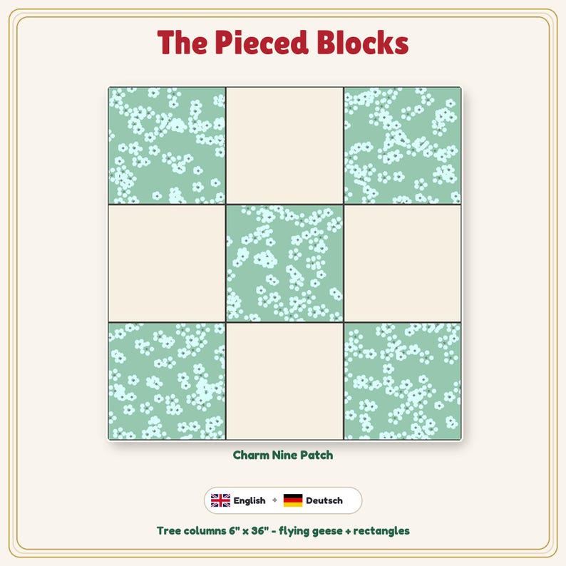 Charm Square Nine Patch Runner Pattern + Video Tutorial, EN + DE PDF image 7