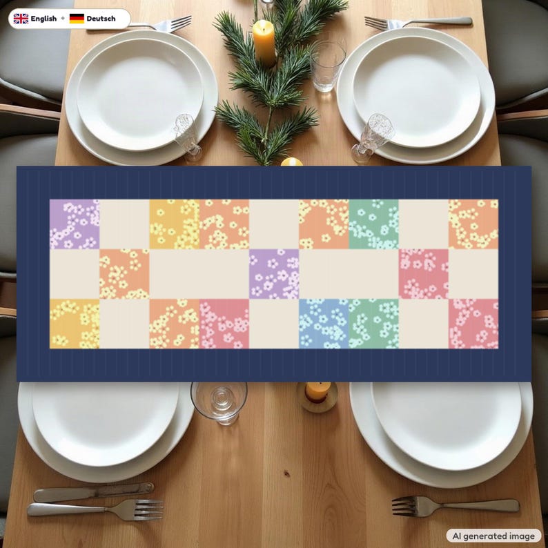 Charm Square Nine Patch Runner Pattern + Video Tutorial, EN + DE PDF image 1