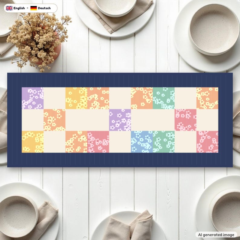 Charm Square Nine Patch Runner Pattern + Video Tutorial, EN + DE PDF image 2