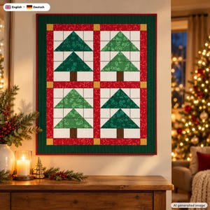 Christmas Tree Quilt Wall Hanging Pattern + Video Tutorial, EN + DE PDF