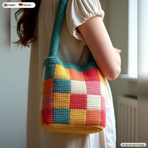 Patchwork Box Bag Crochet Pattern + Video Tutorial, EN + DE PDF