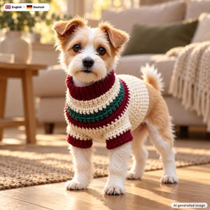Varsity Stripe Dog Sweater Crochet Pattern, 6 Sizes, PDF + Video Tutorial