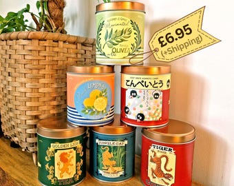 Retro Style Lidded Storage Tin, Choose From 6 Designs