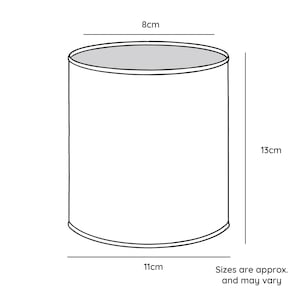 May include: A cylindrical container with dimensions labeled. The diameter is 3.1 inches, the height is 5.1 inches, and the width is 4.3 inches. The top is shaded gray, and the text at the bottom reads "Sizes are approx. and may vary."