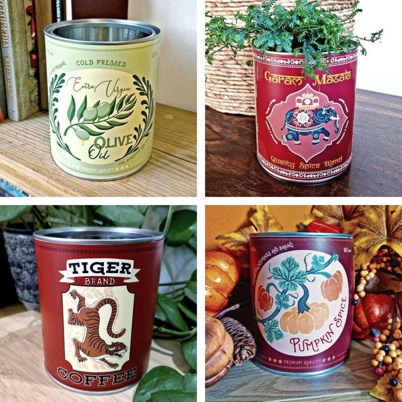 Retro Style Storage Tin, Choose From 12 Designs Craft Utensil Pot image 11