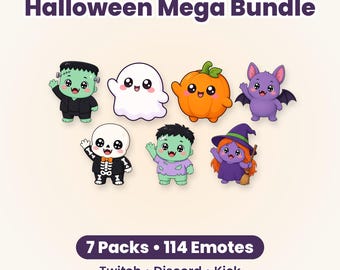 Halloween Twitch Emote Bundel, 114 emotes, 7 pakketten: Spook, Pompoen, Heks, Zombie en meer