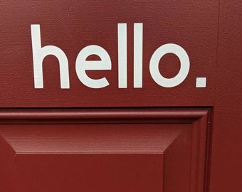 Hello door decal