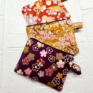 Bolsa / bolsa de tecido quimono japonês com zíper