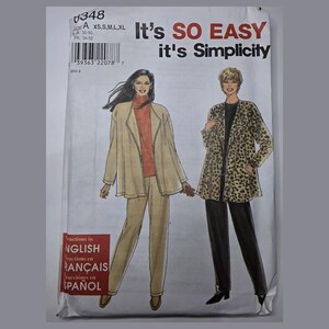 Simplicity 8348 Misses Jacket and Pants Pattern Its So Easy Swing Jacket Sizes XS to XL All Sizes Uncut 1996