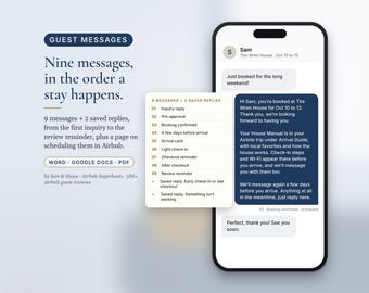 Airbnb Message Templates, 9 Guest Messages and 2 Saved Replies, Arrival Card, Scheduled Messages, Vrbo Short Term Rental, Word, Docs