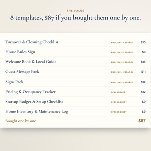 Bilingual Airbnb Host Bundle English Spanish, Welcome Book, House Rules, Cleaning Checklist, Messages, Signs, Vrbo Short Term Rental image 3