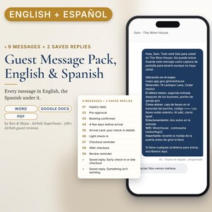 Bilingual Airbnb Message Templates English Spanish, Mensajes para Huéspedes, Guest Message Pack imagen 1