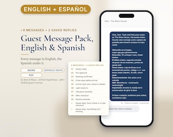 Bilingual Airbnb Message Templates English Spanish, Mensajes para Huéspedes, Guest Message Pack