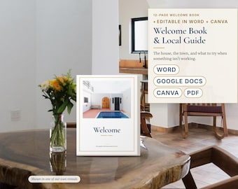 Airbnb Welcome Book Template, House Manual and Local Guide, Vacation Rental Welcome Binder, Vrbo Short Term Rental, Editable Word, Canva