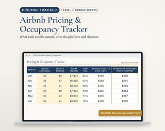 Airbnb Pricing and Occupancy Tracker Spreadsheet, Vacation Rental Income Tracker, ADR RevPAR, Excel