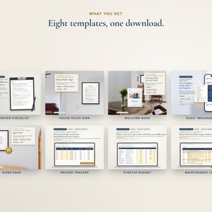 Airbnb Host Bundle, STR Host Starter Kit, Welcome Book, House Rules, Cleaning Checklist, Guest Messages, Signs, Spreadsheets, Word, Canva image 2