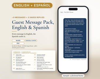 Modelos de mensagens bilíngues do Airbnb em inglês e espanhol, Mensagens para hóspedes, Pacote de mensagens para hóspedes