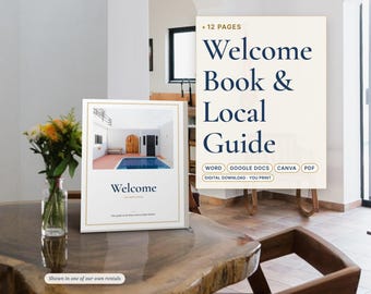 Airbnb Welcome Book Template, House Manual and Local Guide, Vacation Rental Welcome Binder, Canva and Word