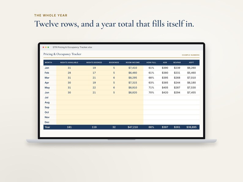 Airbnb Pricing and Occupancy Tracker Spreadsheet, Vacation Rental Income Tracker, ADR RevPAR, Excel image 5