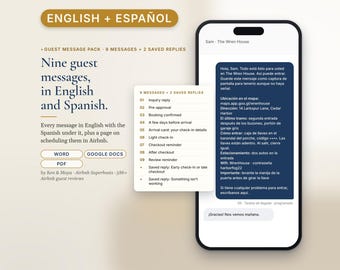 Bilingual Airbnb Message Templates English Spanish, Mensajes para Huéspedes, Guest Message Pack