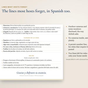 Placa bilíngue com as regras da casa do Airbnb (inglês e espanhol), Reglas de la Casa, editável em Canva e Word, para imprimir. imagem 3