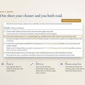 Bilingual Airbnb Cleaning Checklist English Spanish, Lista de Limpieza, Turnover Checklist for Cleaners afbeelding 6