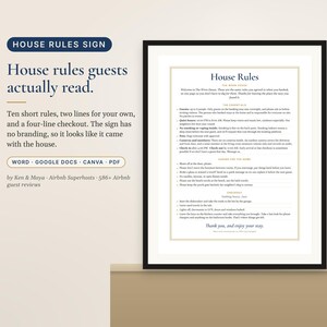Airbnb House Rules Sign, Editable Canva and Word, Printable Vacation Rental Rules and Checkout Instructions image 2