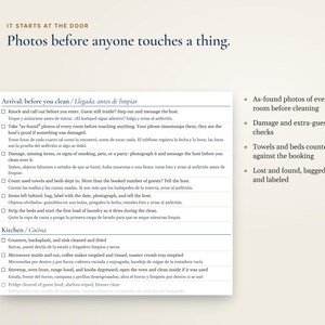 Bilingual Airbnb Cleaning Checklist English Spanish, Lista de Limpieza, Turnover Checklist for Cleaners afbeelding 3