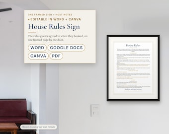 Airbnb House Rules Sign, Printable Vacation Rental Rules and Checkout Instructions, Vrbo Short Term Rental Sign, Editable Word, Canva