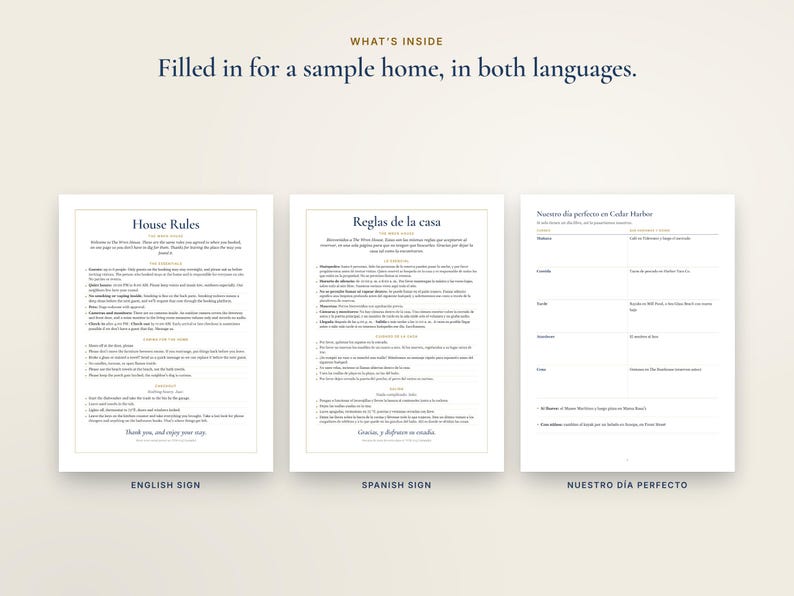 Bilingual Airbnb Host Bundle English Spanish, Welcome Book, House Rules, Cleaning Checklist, Messages, Signs, Vrbo Short Term Rental image 6