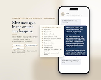 Airbnb Message Templates, Guest Message Pack, 9 Guest Messages and 2 Saved Replies, Arrival Card